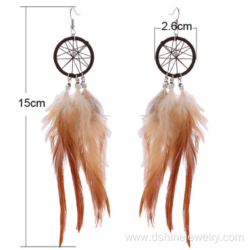 New Cool Punk Feather Women's Long Tassel hook Earrings